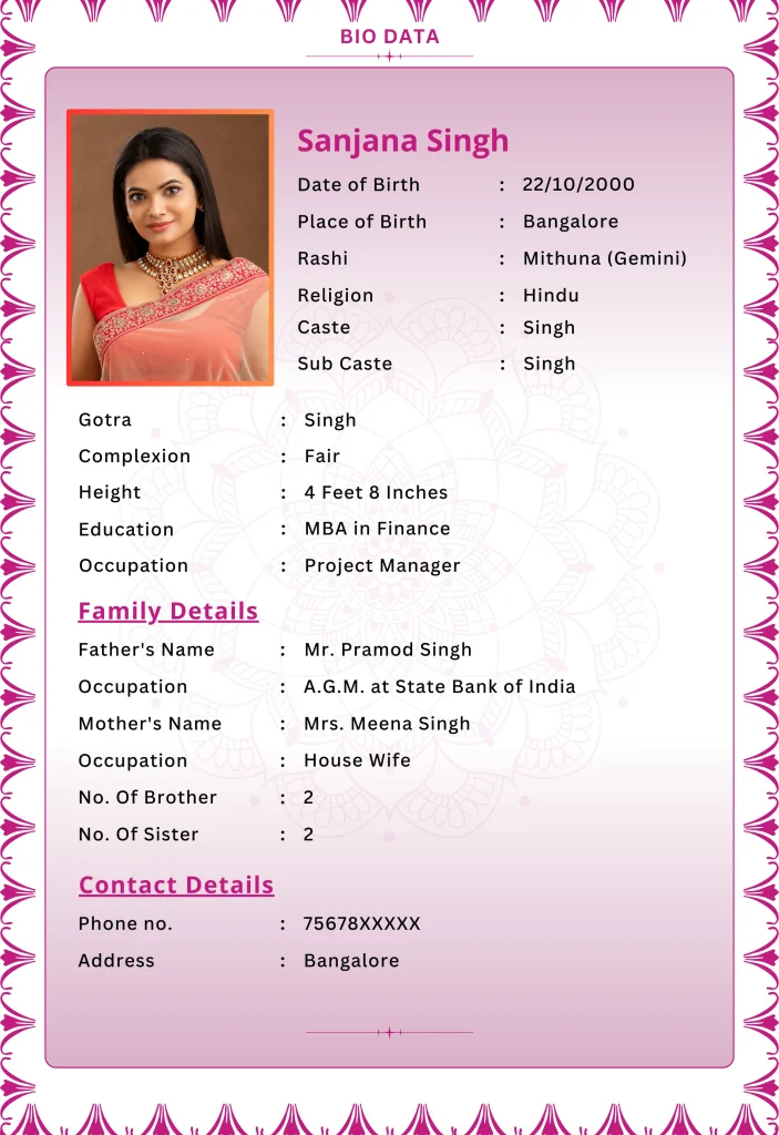 Spotlight Biodata | Biodata for marriage