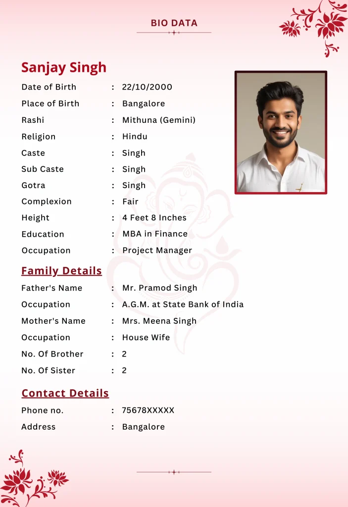 Classical Biodata | Biodata for marriage