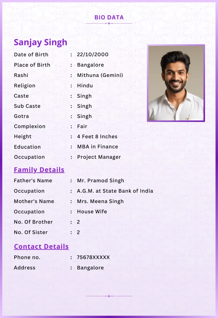 Decent Biodata | Biodata for marriage