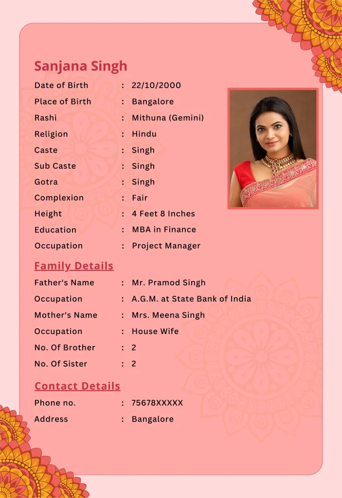 Glowing Biodata | Biodata for marriage