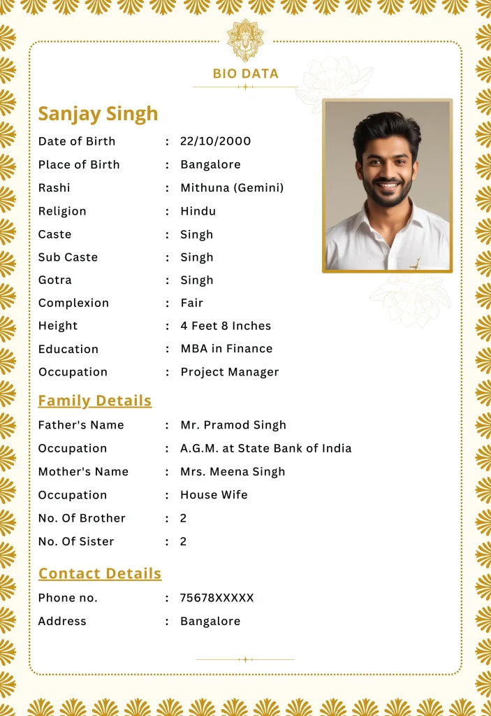 Hindu Marriage Biodata - Mybiodataformarriage