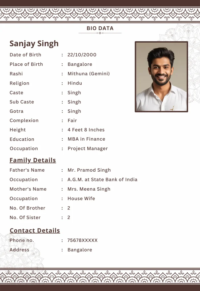 Vintage Biodata | Biodata for marriage