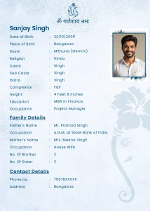 Attractive Marriage Biodata Design