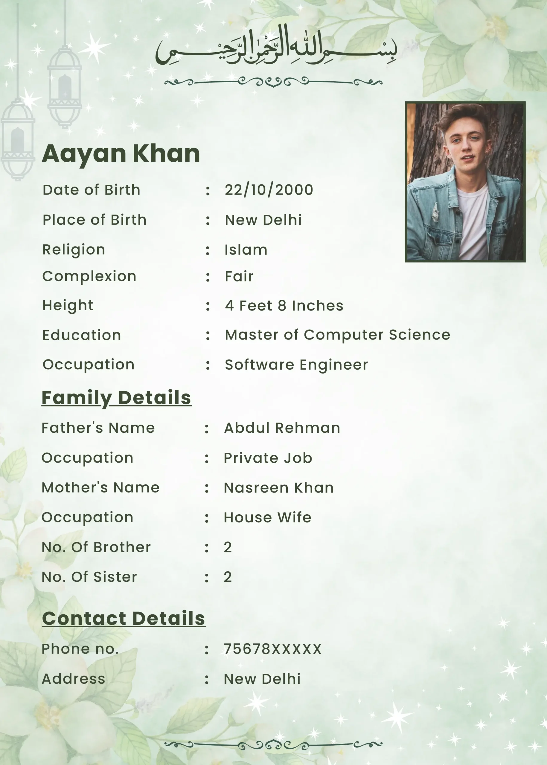 Biodata for marriage online