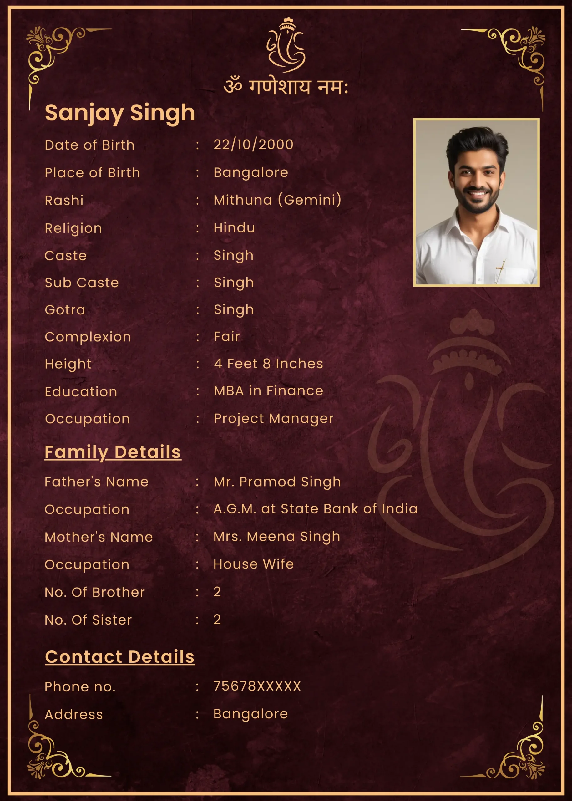 Biodata for marriage online